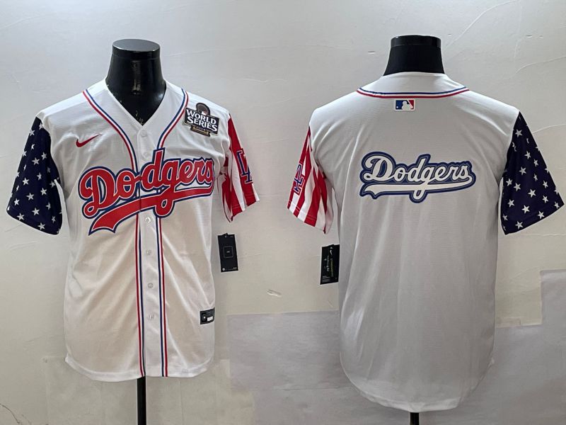 Men Los Angeles Dodgers Blank White a generation of national flags Joint name 2025 Nike MLB Jersey style 15